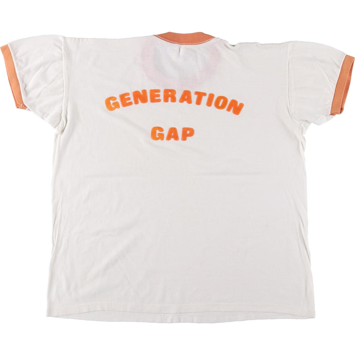 ~90'S Back Print Ringer T-Shirt Men's XL Vintage cotton white type Vintage Second Hand