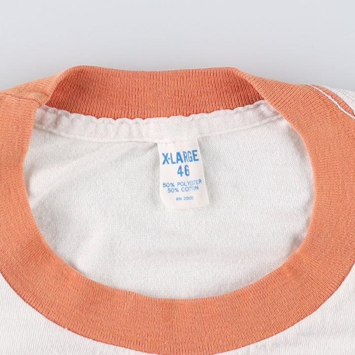 ~90'S Back Print Ringer T-Shirt Men's XL Vintage cotton white type Vintage Second Hand