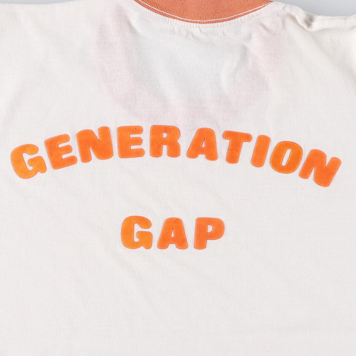 ~90'S Back Print Ringer T-Shirt Men's XL Vintage cotton white type Vintage Second Hand