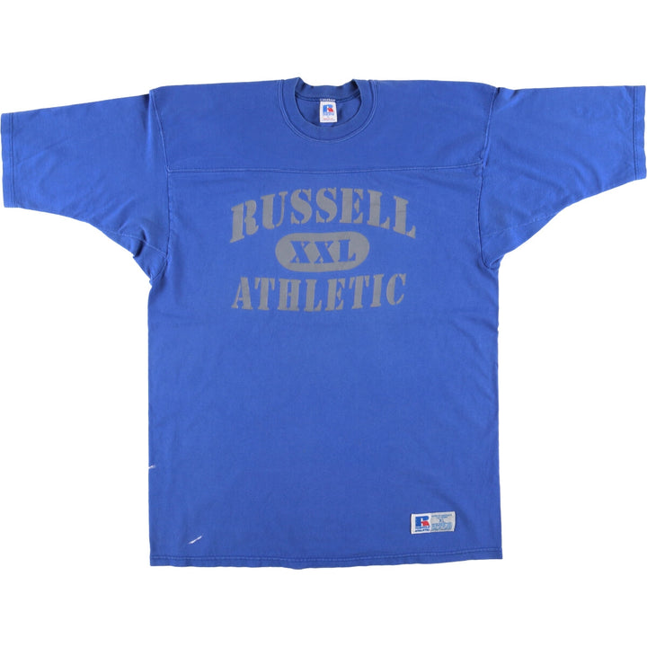 90'S Russell Football T-shirt, Made in USA, Men's XL, Vintage cotton blue type Vintage Second Hand