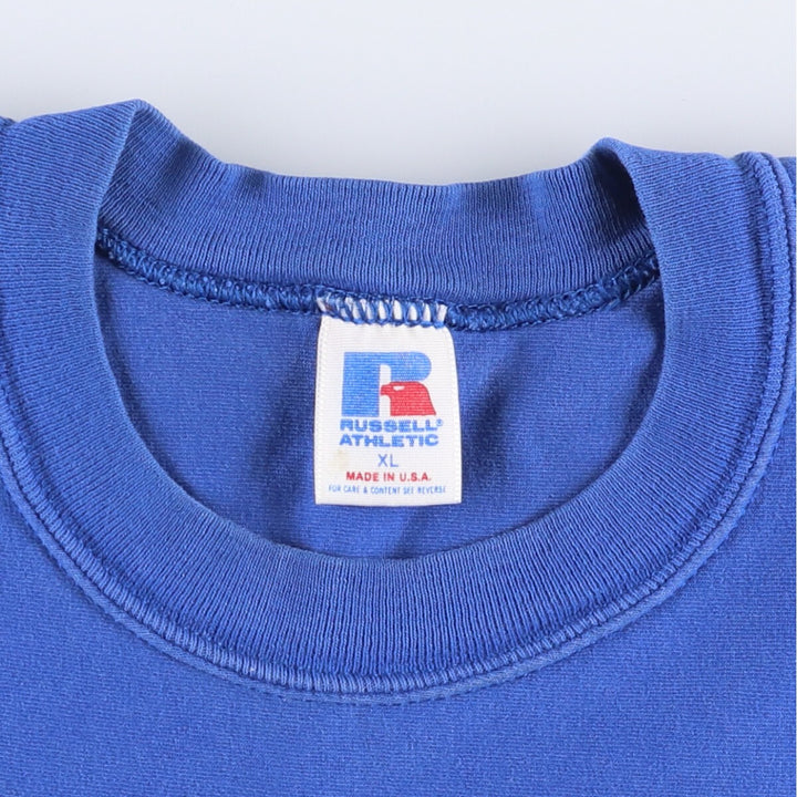 90'S Russell Football T-shirt, Made in USA, Men's XL, Vintage cotton blue type Vintage Second Hand