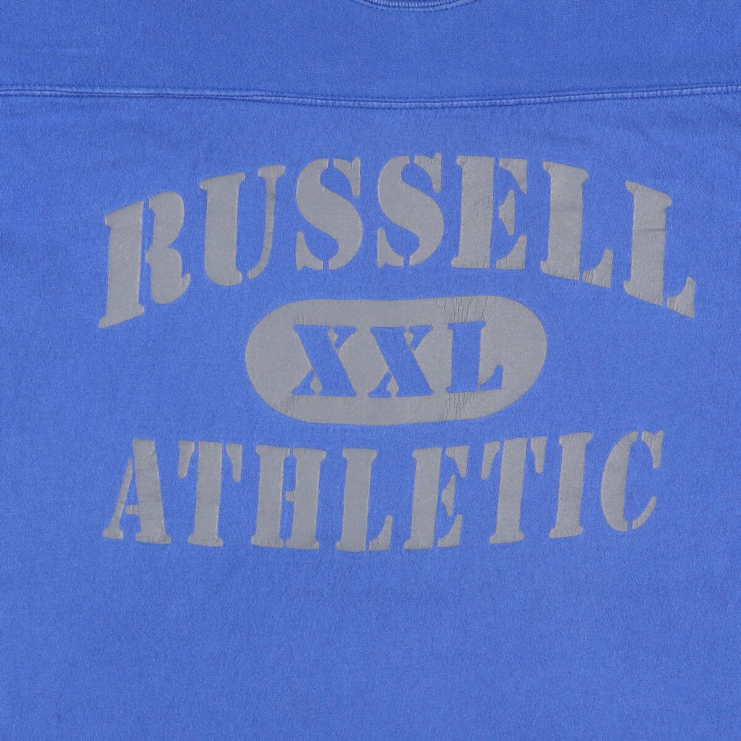 90'S Russell Football T-shirt, Made in USA, Men's XL, Vintage cotton blue type Vintage Second Hand