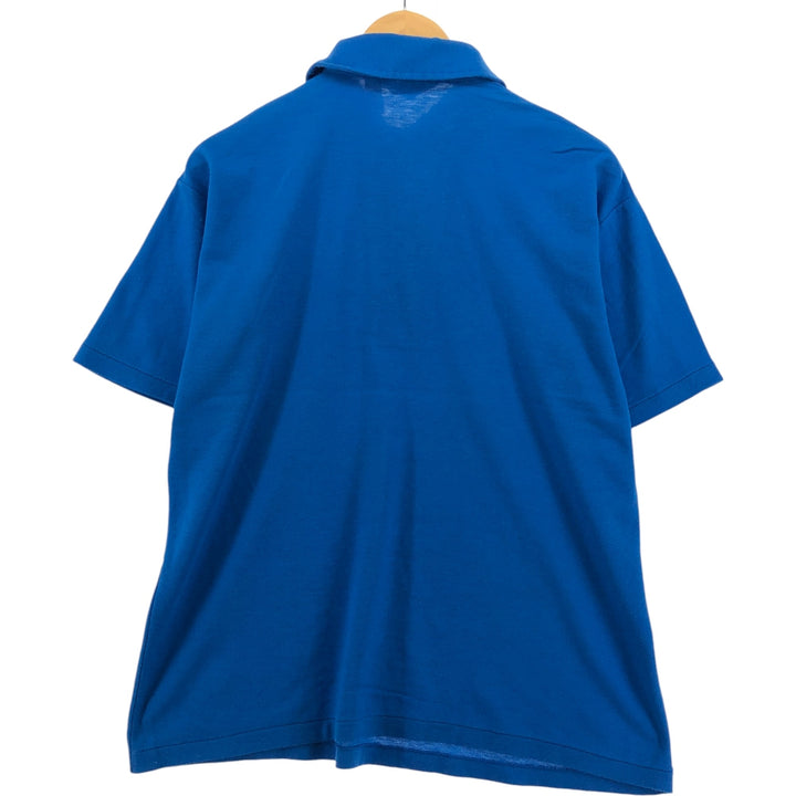 70'S Adidas short sleeve polo shirt, men's size L, vintage cotton blue type Vintage Second Hand