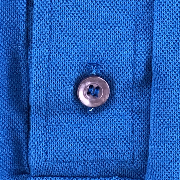70'S Adidas short sleeve polo shirt, men's size L, vintage cotton blue type Vintage Second Hand
