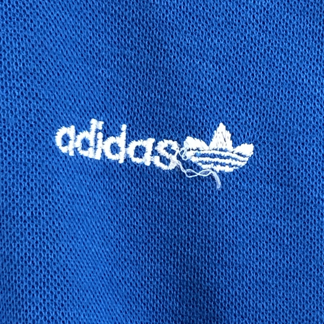 70'S Adidas short sleeve polo shirt, men's size L, vintage cotton blue type Vintage Second Hand