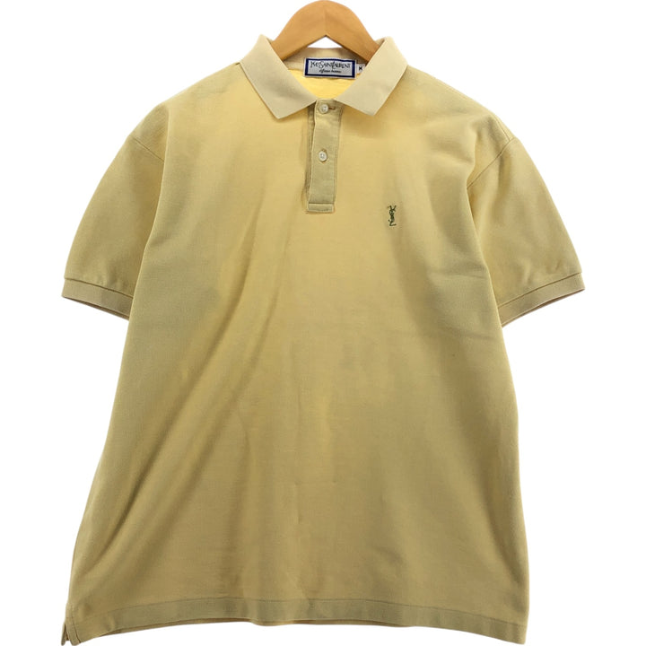 Yves Saint Laurent diffusion hommes short sleeve polo shirt men's M size cotton yellow type Vintage Second Hand