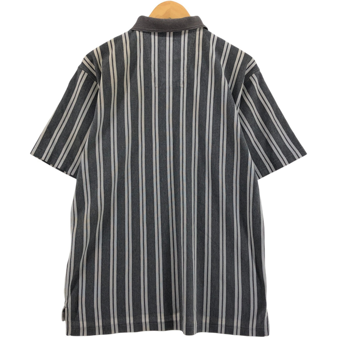 90'S Adidas EQUIPMENT Stripe Pattern Short Sleeve Rugby Shirt Men's L Size Vintage cotton gray type Vintage Second Hand