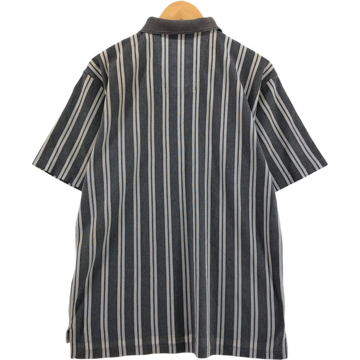 90'S Adidas EQUIPMENT Stripe Pattern Short Sleeve Rugby Shirt Men's L Size Vintage cotton gray type Vintage Second Hand