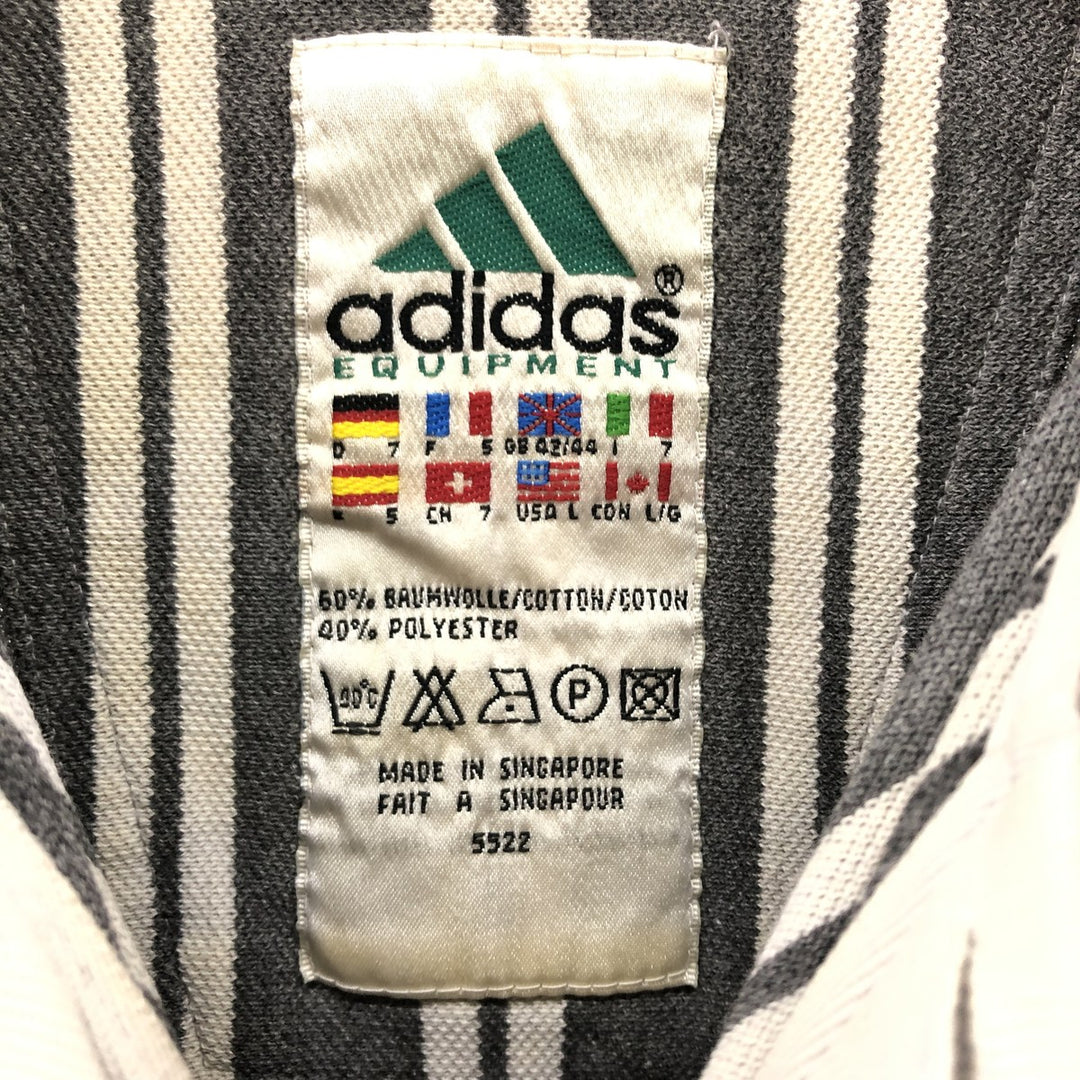 90'S Adidas EQUIPMENT Stripe Pattern Short Sleeve Rugby Shirt Men's L Size Vintage cotton gray type Vintage Second Hand