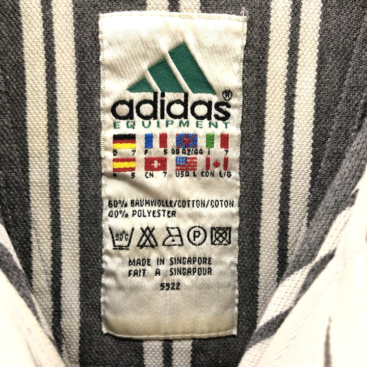90'S Adidas EQUIPMENT Stripe Pattern Short Sleeve Rugby Shirt Men's L Size Vintage cotton gray type Vintage Second Hand