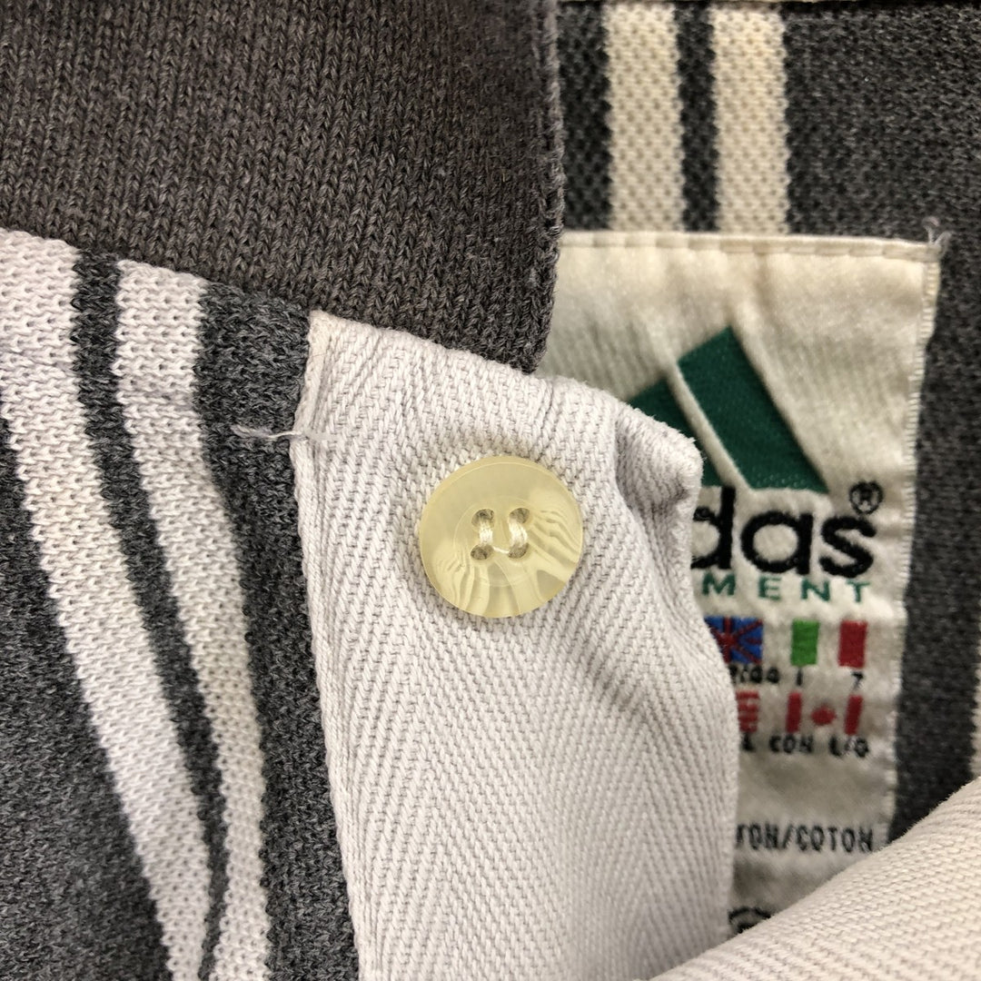 90'S Adidas EQUIPMENT Stripe Pattern Short Sleeve Rugby Shirt Men's L Size Vintage cotton gray type Vintage Second Hand