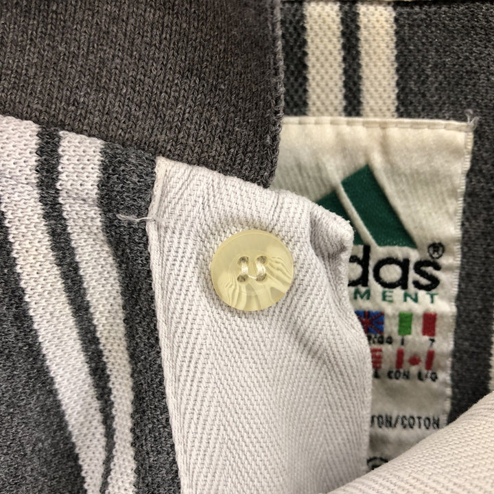 90'S Adidas EQUIPMENT Stripe Pattern Short Sleeve Rugby Shirt Men's L Size Vintage cotton gray type Vintage Second Hand