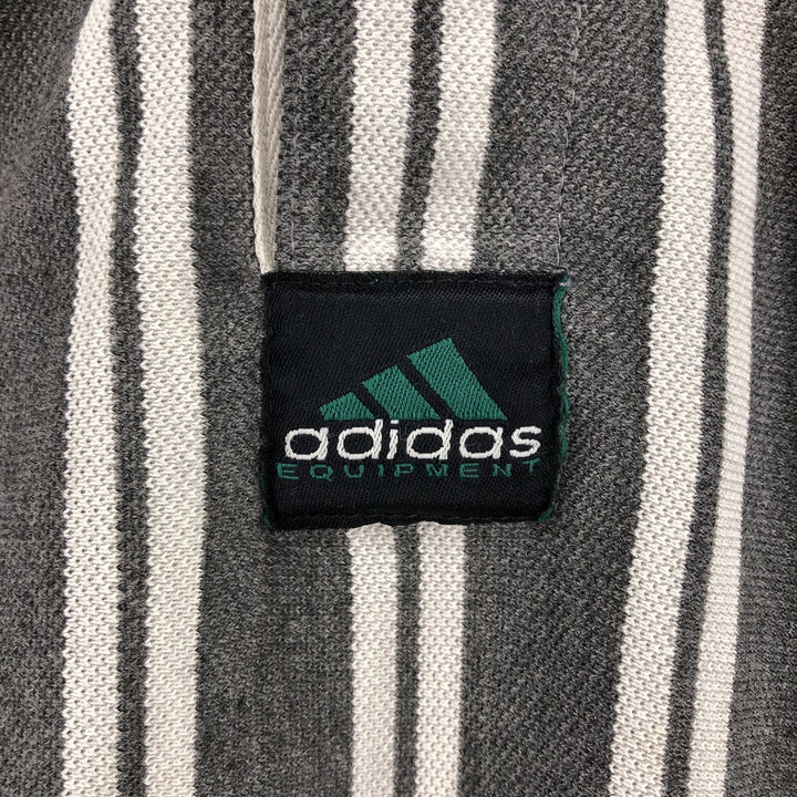 90'S Adidas EQUIPMENT Stripe Pattern Short Sleeve Rugby Shirt Men's L Size Vintage cotton gray type Vintage Second Hand