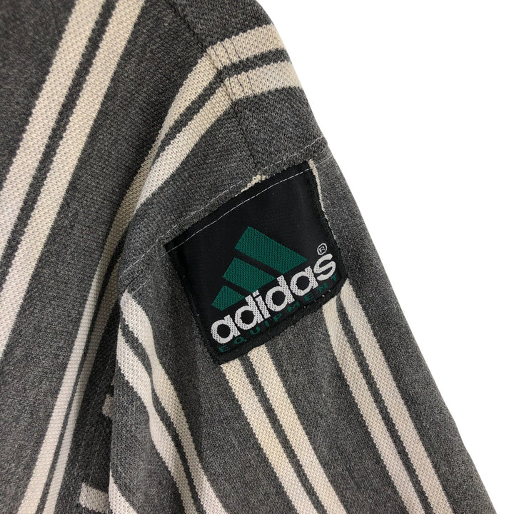 90'S Adidas EQUIPMENT Stripe Pattern Short Sleeve Rugby Shirt Men's L Size Vintage cotton gray type Vintage Second Hand