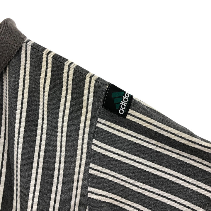 90'S Adidas EQUIPMENT Stripe Pattern Short Sleeve Rugby Shirt Men's L Size Vintage cotton gray type Vintage Second Hand