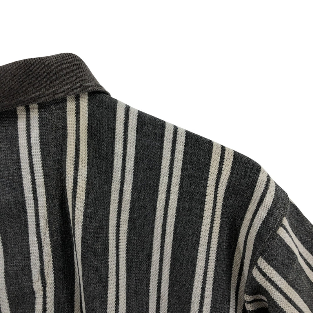 90'S Adidas EQUIPMENT Stripe Pattern Short Sleeve Rugby Shirt Men's L Size Vintage cotton gray type Vintage Second Hand