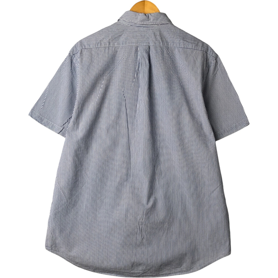 Ralph Lauren Classic Fit short sleeve button down striped shirt, men's XL size cotton blue type Vintage Second Hand