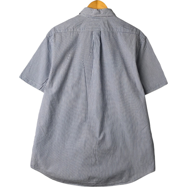 Ralph Lauren Classic Fit short sleeve button down striped shirt, men's XL size cotton blue type Vintage Second Hand