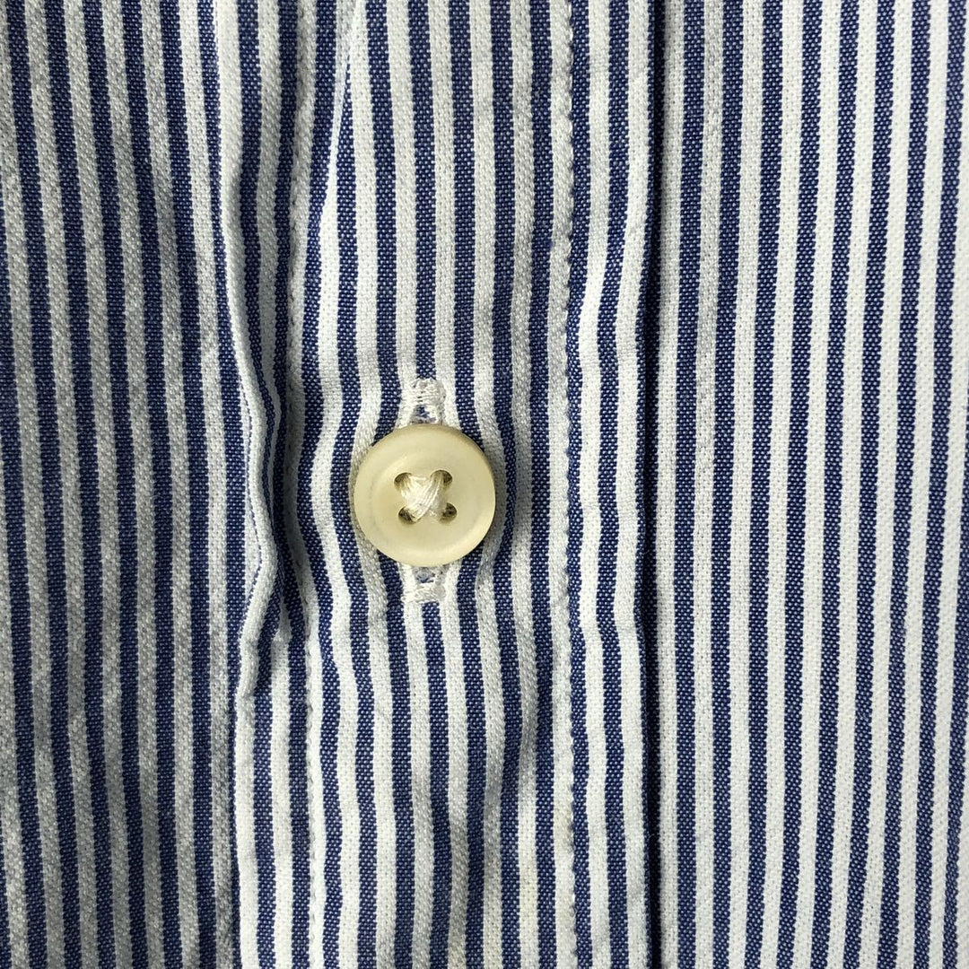 Ralph Lauren Classic Fit short sleeve button down striped shirt, men's XL size cotton blue type Vintage Second Hand