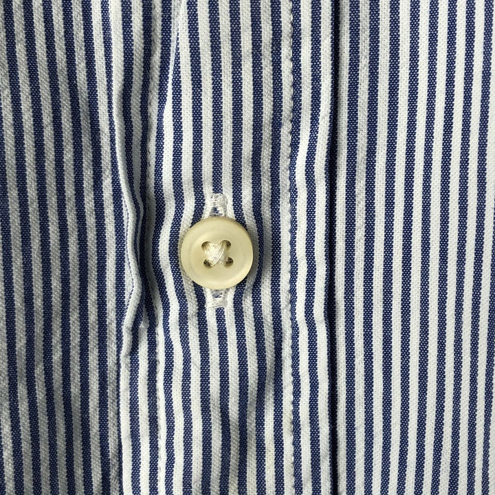 Ralph Lauren Classic Fit short sleeve button down striped shirt, men's XL size cotton blue type Vintage Second Hand