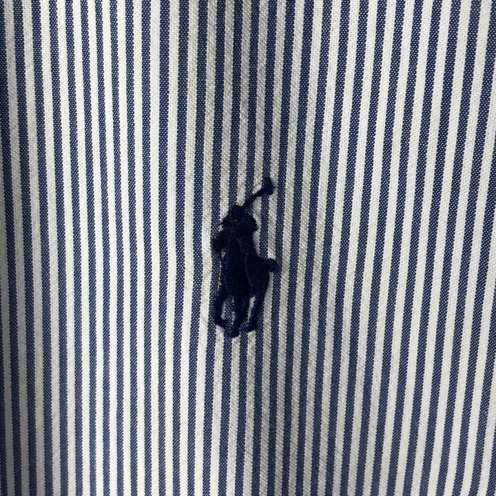 Ralph Lauren Classic Fit short sleeve button down striped shirt, men's XL size cotton blue type Vintage Second Hand