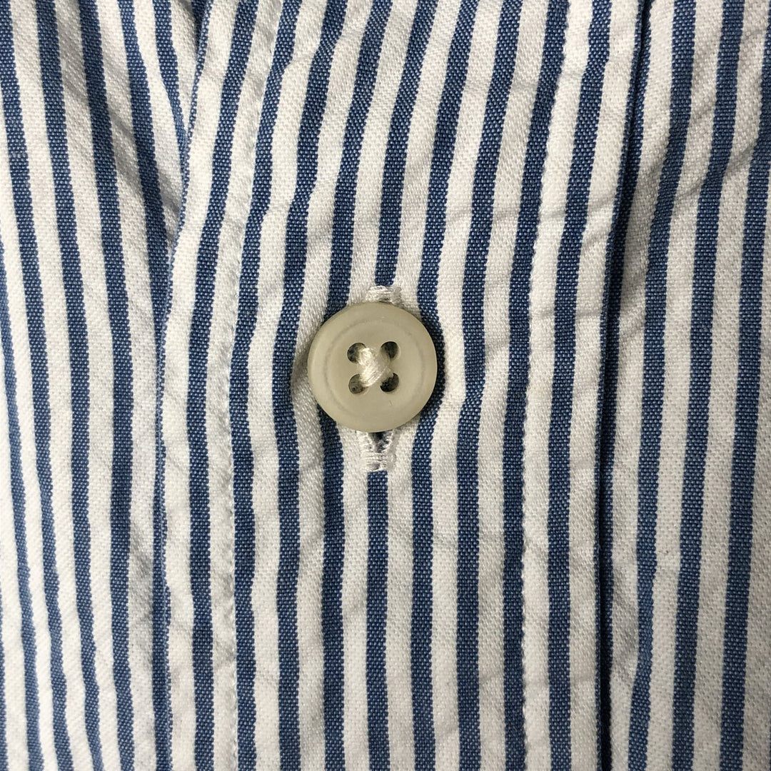 Ralph Lauren Classic Fit Seersucker Short Sleeve Button Down Striped Shirt Men's M cotton Blue type light blue Vintage Second Hand