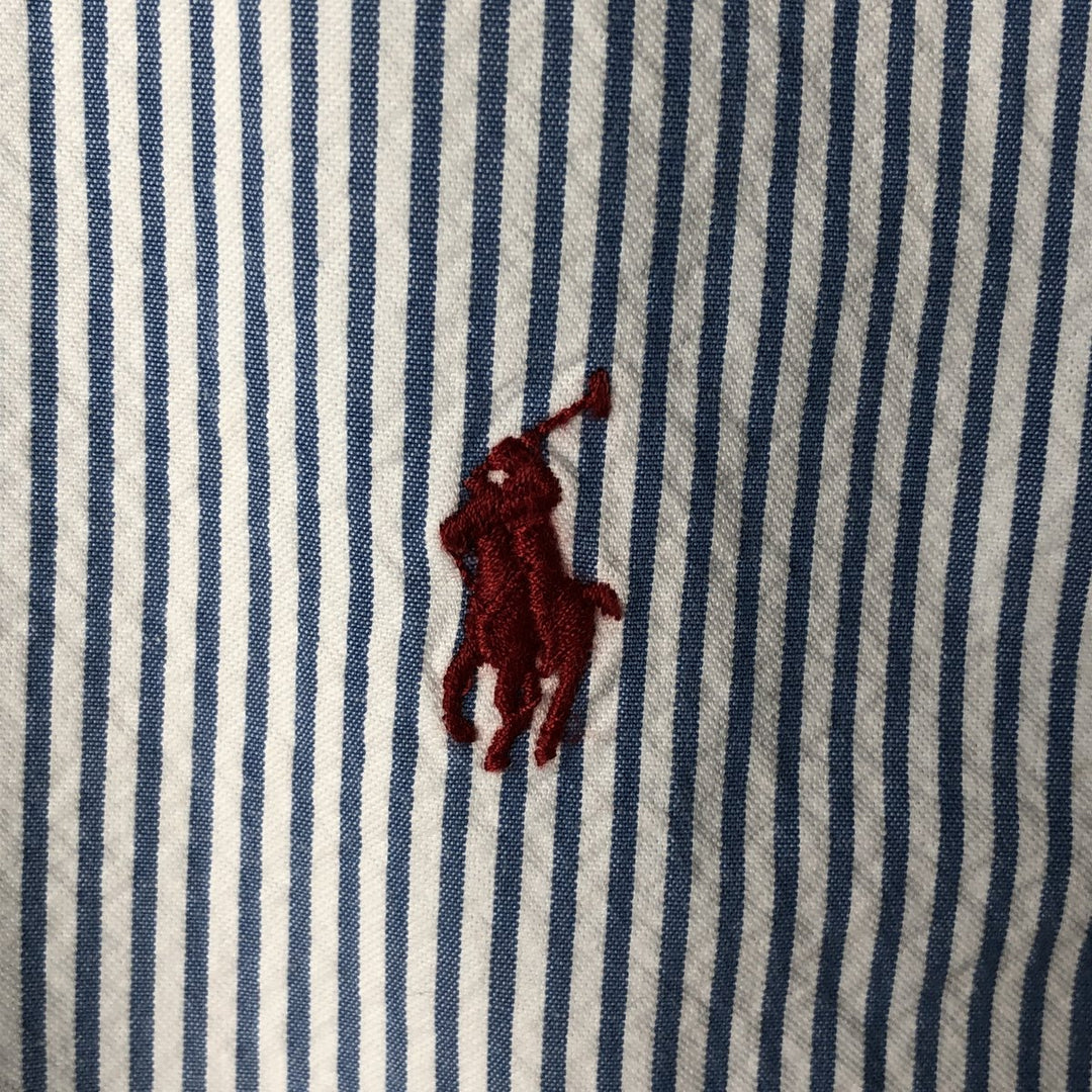 Ralph Lauren Classic Fit Seersucker Short Sleeve Button Down Striped Shirt Men's M cotton Blue type light blue Vintage Second Hand