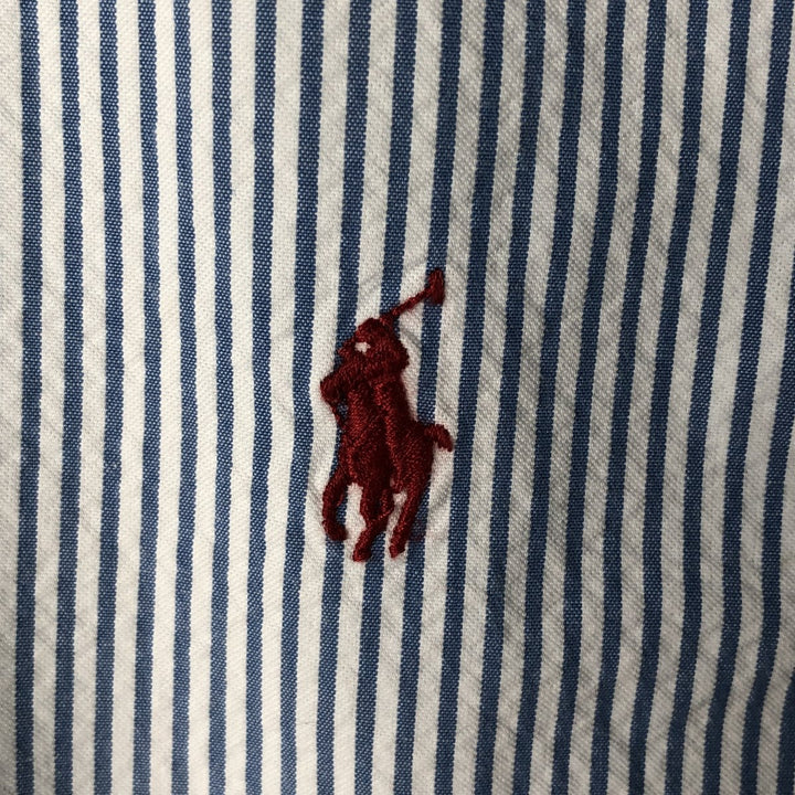 Ralph Lauren Classic Fit Seersucker Short Sleeve Button Down Striped Shirt Men's M cotton Blue type light blue Vintage Second Hand