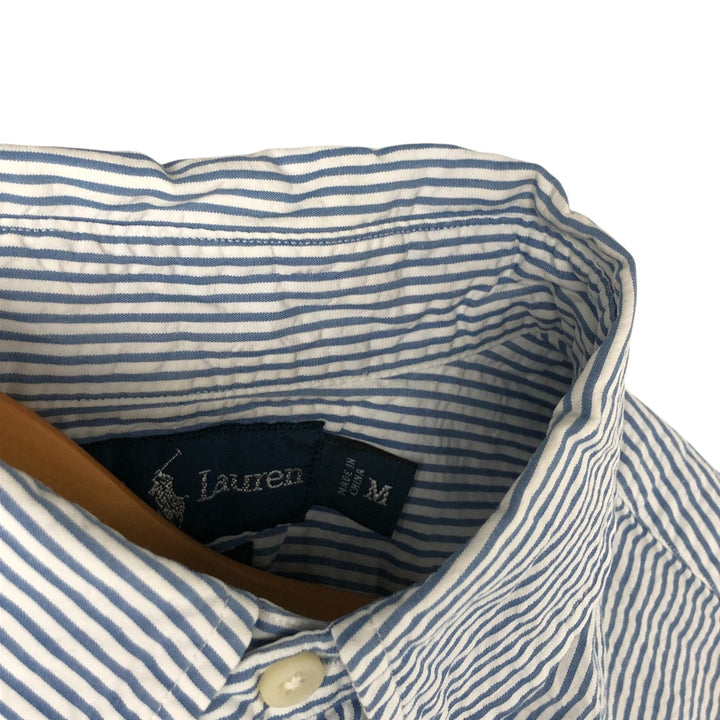 Ralph Lauren Classic Fit Seersucker Short Sleeve Button Down Striped Shirt Men's M cotton Blue type light blue Vintage Second Hand