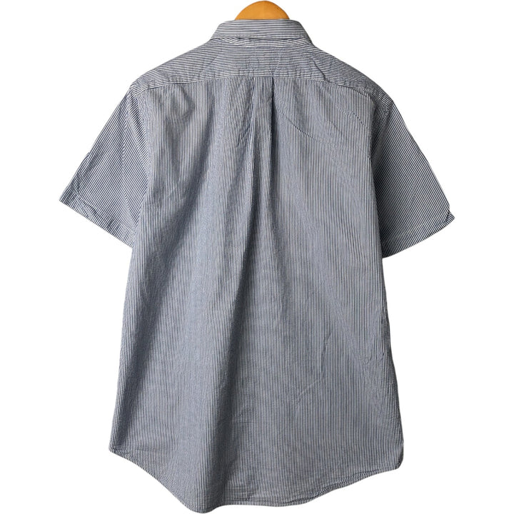 Ralph Lauren Seersucker Short Sleeve Button-Down Striped Shirt, Men's Size L cotton blue type Vintage Second Hand