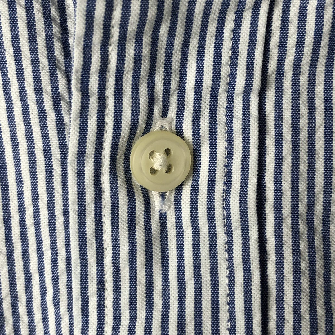 Ralph Lauren Seersucker Short Sleeve Button-Down Striped Shirt, Men's Size L cotton blue type Vintage Second Hand
