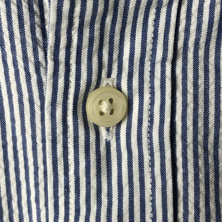 Ralph Lauren Seersucker Short Sleeve Button-Down Striped Shirt, Men's Size L cotton blue type Vintage Second Hand
