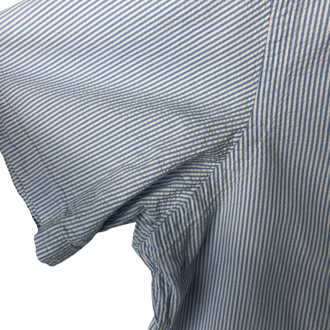 Ralph Lauren Seersucker Short Sleeve Button-Down Striped Shirt, Men's Size L cotton Blue type light blue Vintage Second Hand