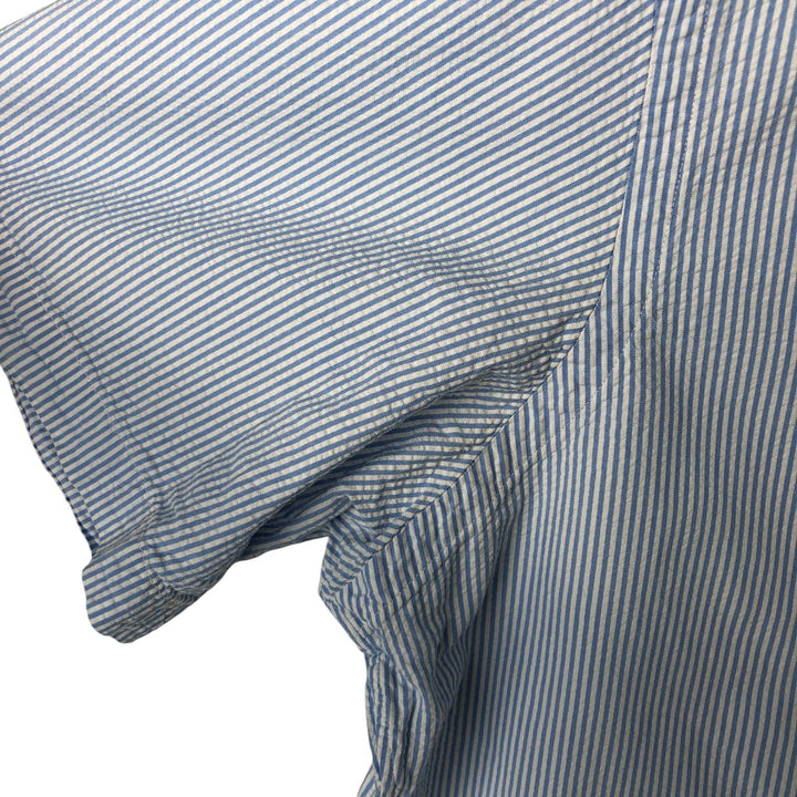 Ralph Lauren Seersucker Short Sleeve Button-Down Striped Shirt, Men's Size L cotton Blue type light blue Vintage Second Hand
