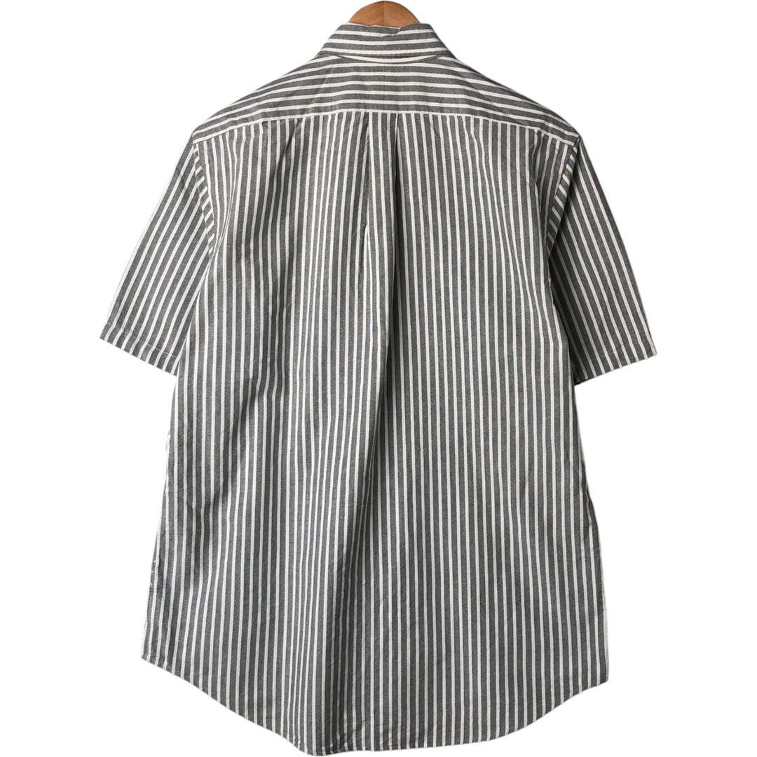 Ralph Lauren short sleeve button down striped shirt, men's size L cotton gray type Vintage Second Hand