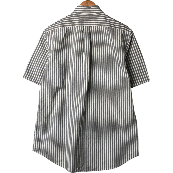 Ralph Lauren short sleeve button down striped shirt, men's size L cotton gray type Vintage Second Hand