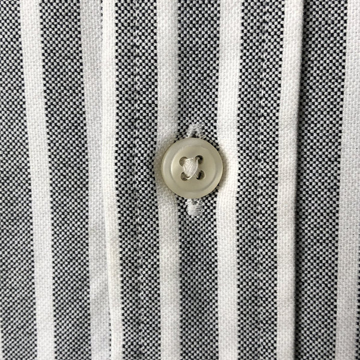 Ralph Lauren short sleeve button down striped shirt, men's size L cotton gray type Vintage Second Hand