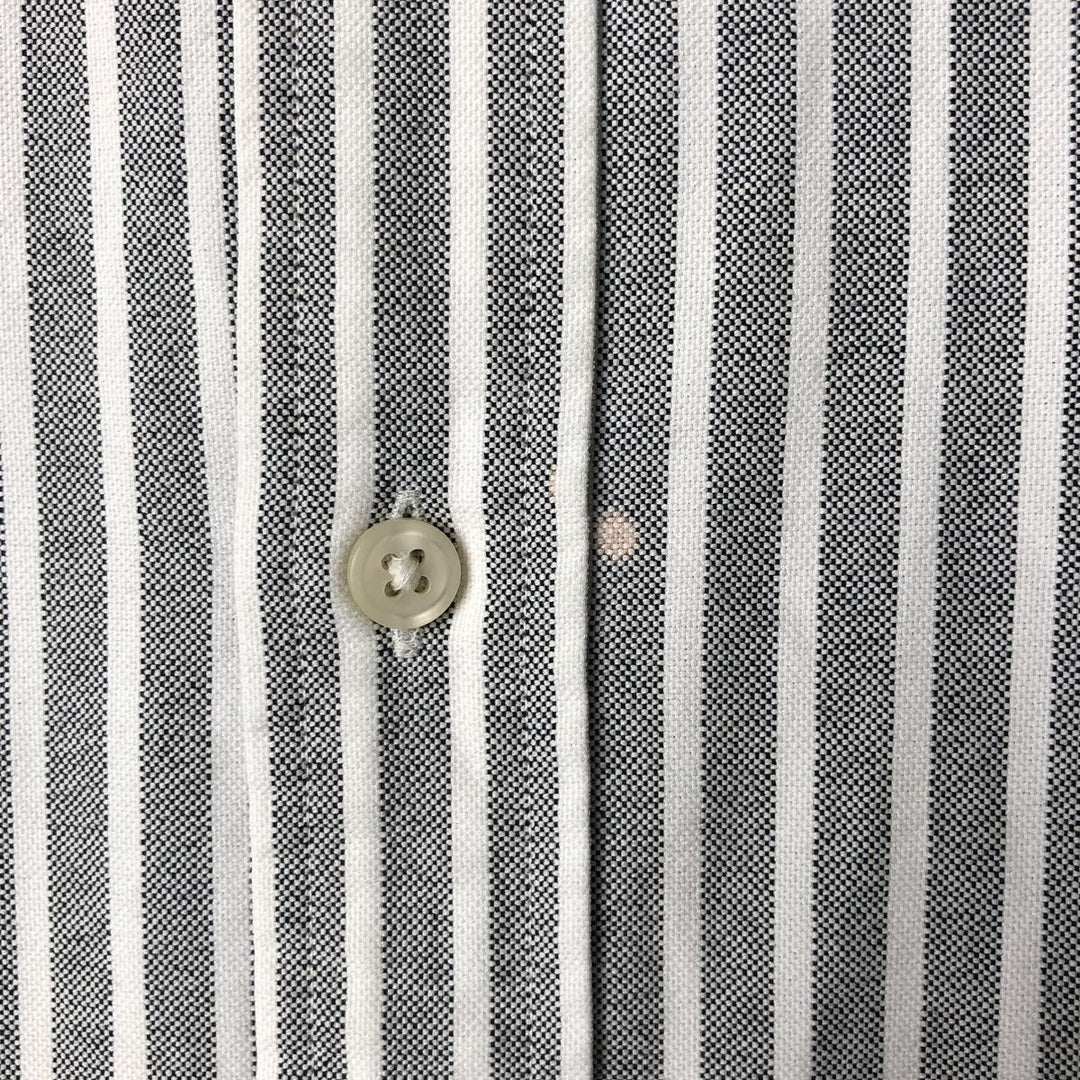 Ralph Lauren short sleeve button down striped shirt, men's size L cotton gray type Vintage Second Hand