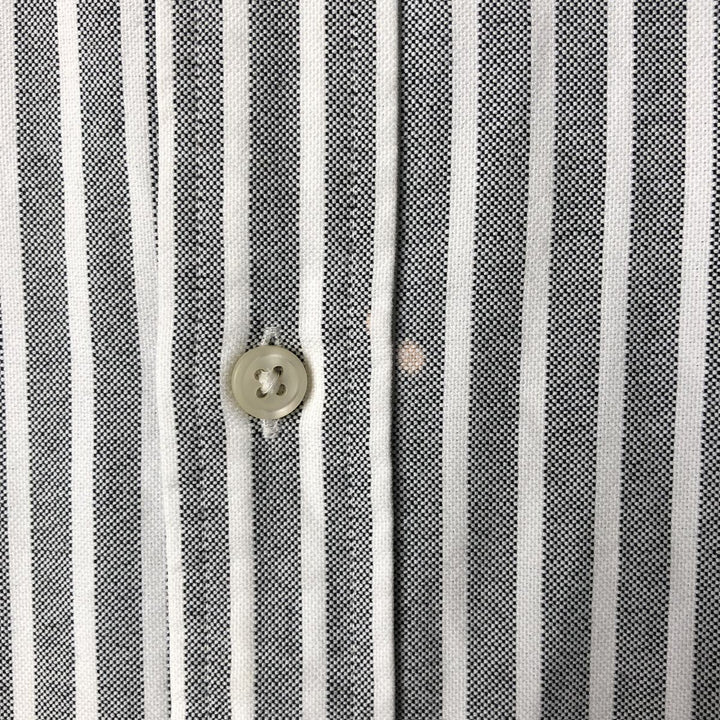Ralph Lauren short sleeve button down striped shirt, men's size L cotton gray type Vintage Second Hand