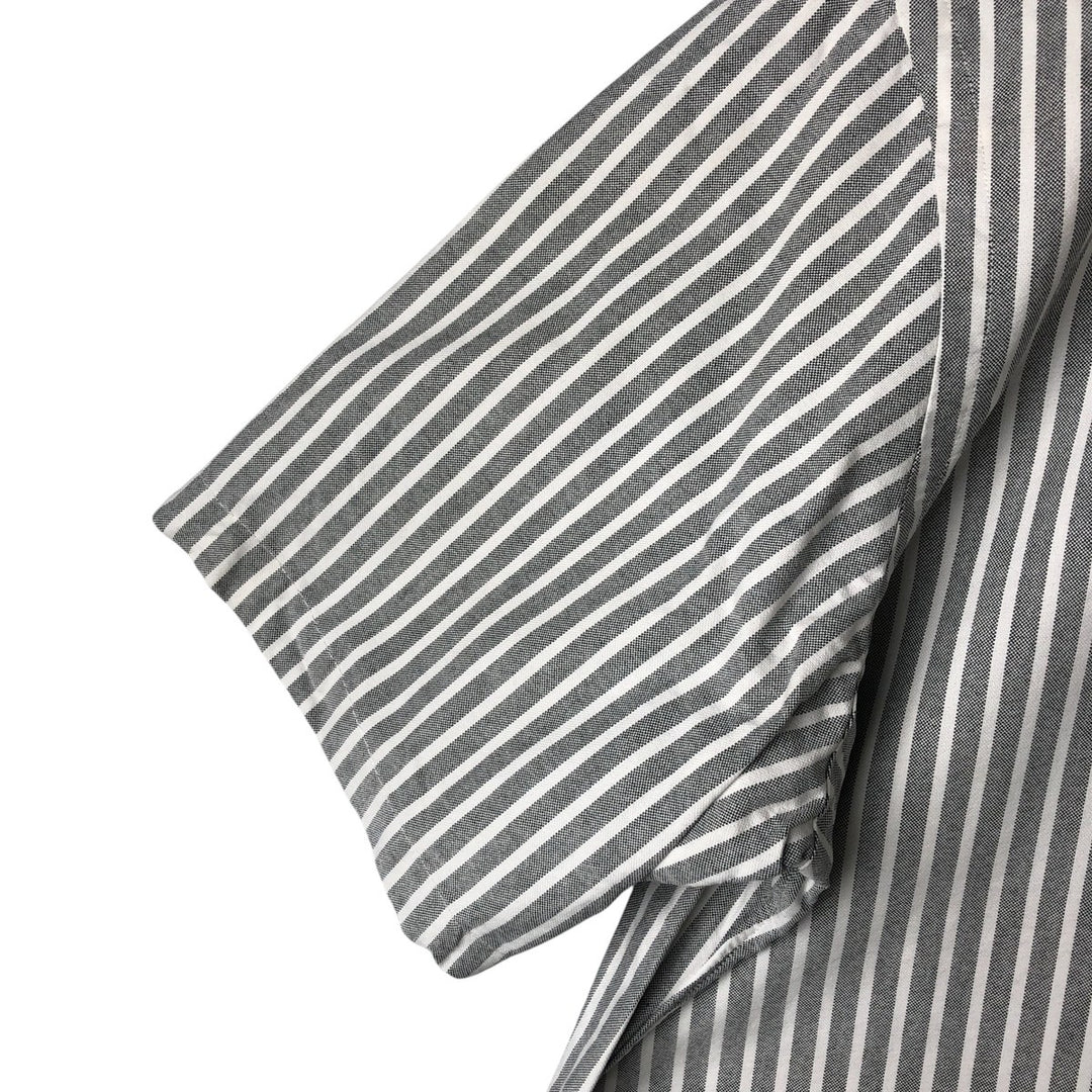 Ralph Lauren short sleeve button down striped shirt, men's size L cotton gray type Vintage Second Hand