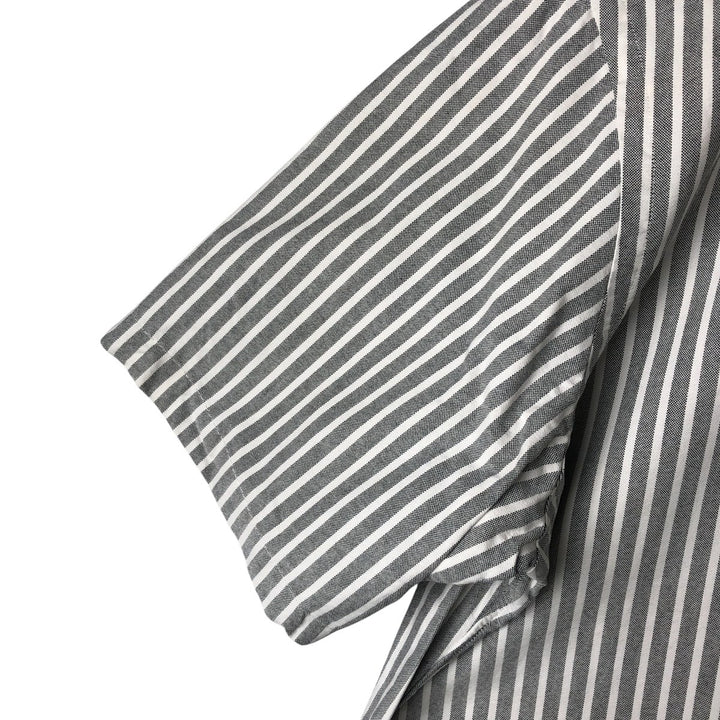 Ralph Lauren short sleeve button down striped shirt, men's size L cotton gray type Vintage Second Hand