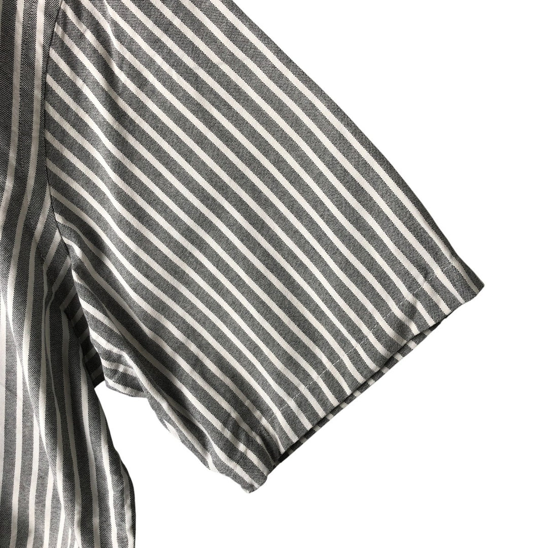 Ralph Lauren short sleeve button down striped shirt, men's size L cotton gray type Vintage Second Hand