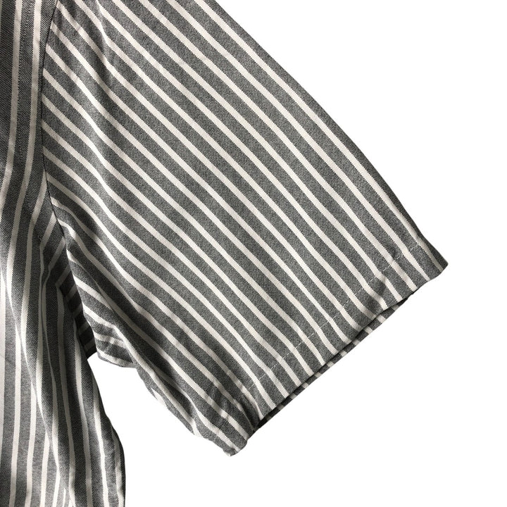 Ralph Lauren short sleeve button down striped shirt, men's size L cotton gray type Vintage Second Hand