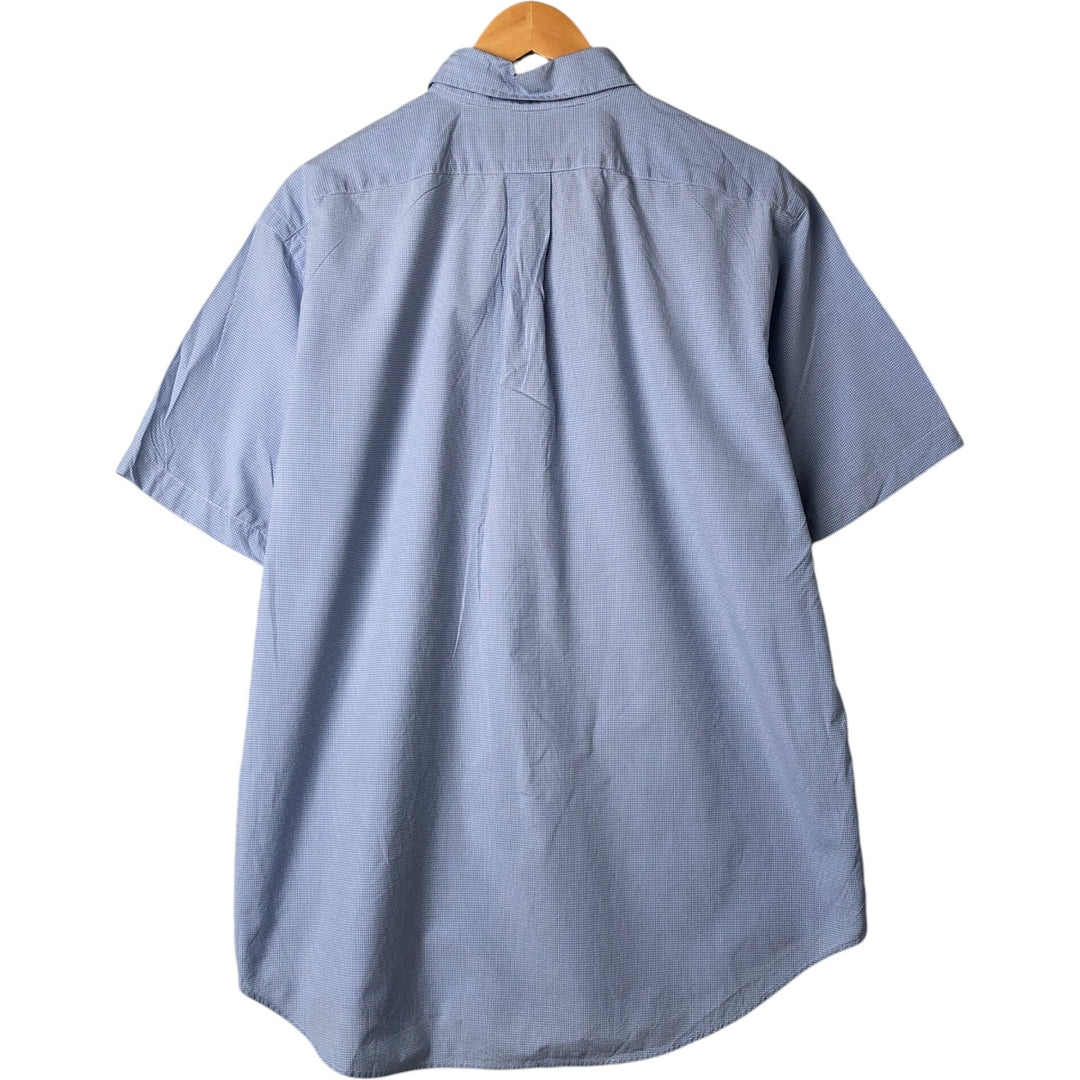 Ralph Lauren Classic Fit Gingham Check Short Sleeve Button Down Check Shirt Men's XL cotton Blue type light blue Vintage Second Hand