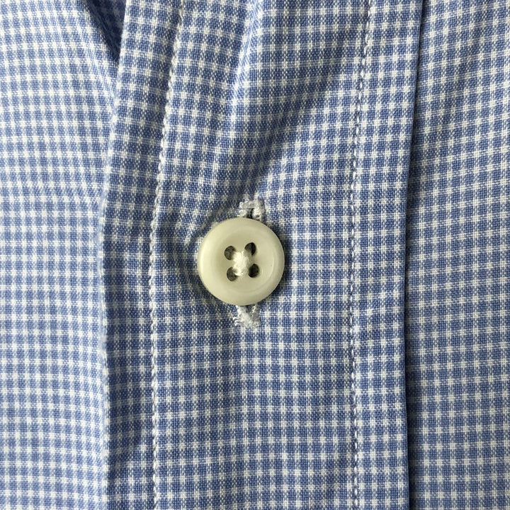 Ralph Lauren Classic Fit Gingham Check Short Sleeve Button Down Check Shirt Men's XL cotton Blue type light blue Vintage Second Hand