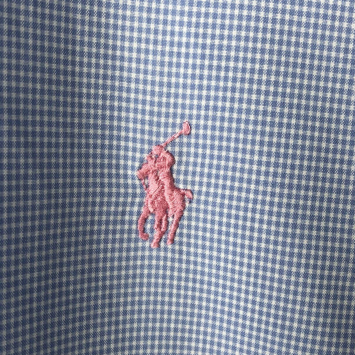 Ralph Lauren Classic Fit Gingham Check Short Sleeve Button Down Check Shirt Men's XL cotton Blue type light blue Vintage Second Hand