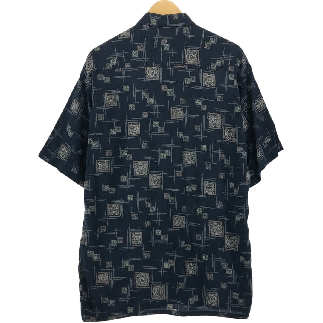 Pierre Cardin All-over print short-sleeve rayon shirt, box shirt, men's M size Rayon black type Vintage Second Hand