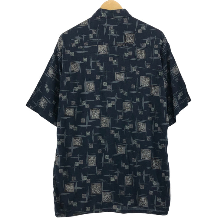 Pierre Cardin All-over print short-sleeve rayon shirt, box shirt, men's M size Rayon black type Vintage Second Hand