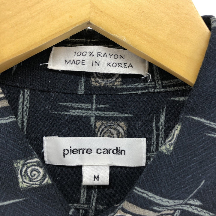 Pierre Cardin All-over print short-sleeve rayon shirt, box shirt, men's M size Rayon black type Vintage Second Hand