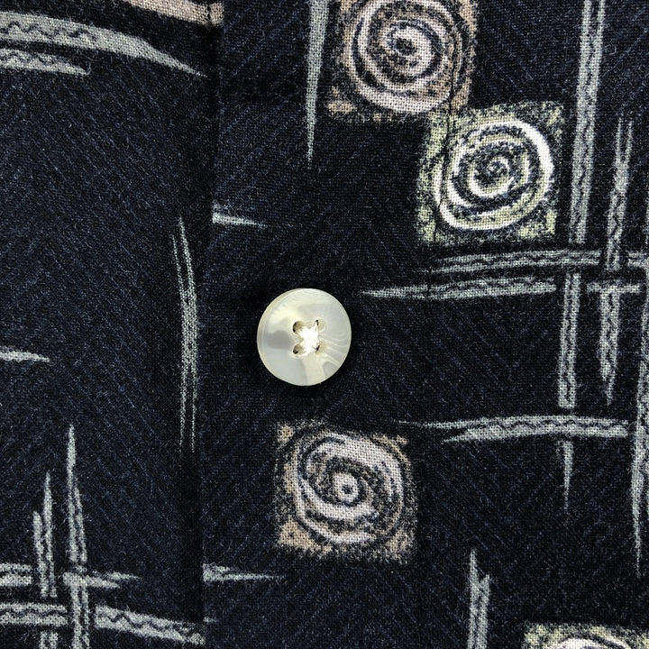 Pierre Cardin All-over print short-sleeve rayon shirt, box shirt, men's M size Rayon black type Vintage Second Hand